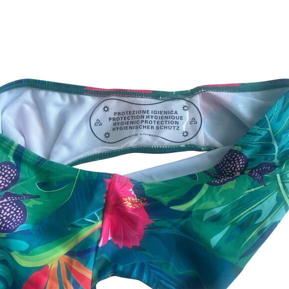 Swim Summer Beach Tropical Printed Hollowed Out One Piece Floral Sz XL - Picture 8 of 9